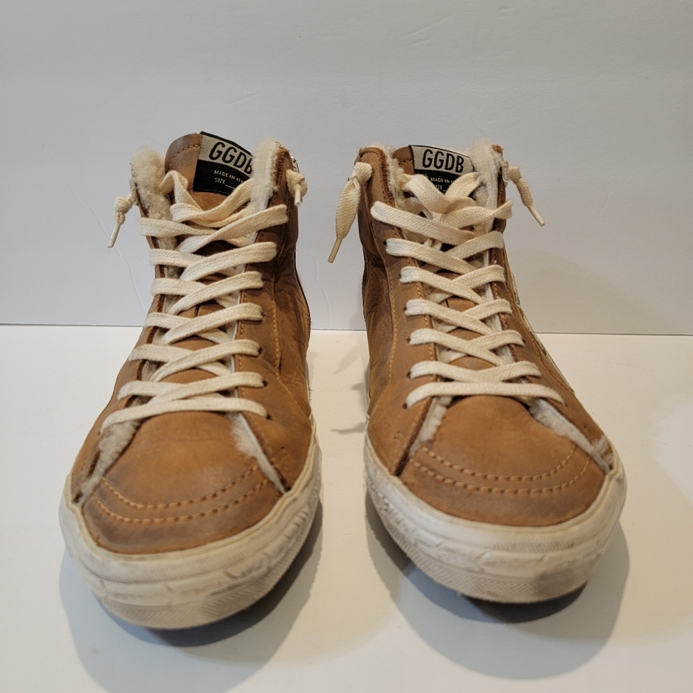 Golden Goose limited edition slide size 40 tan silver white fur lined sherpa - Picture 4 of 10